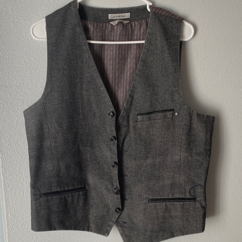 Le Chateau Charcoal Vest with Black Details
